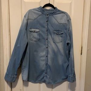 Peter Pan Collar Chambray Shirt